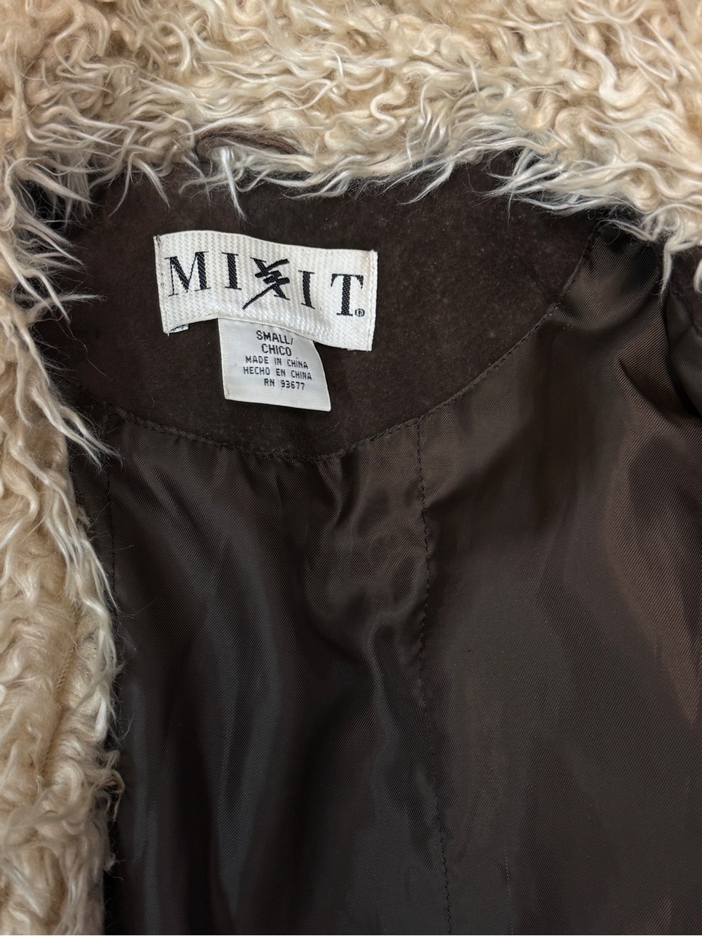 Y2k Mixit Brown Suede Penny Lane with Cream Faux Fur Trim - Picture 2 of 5